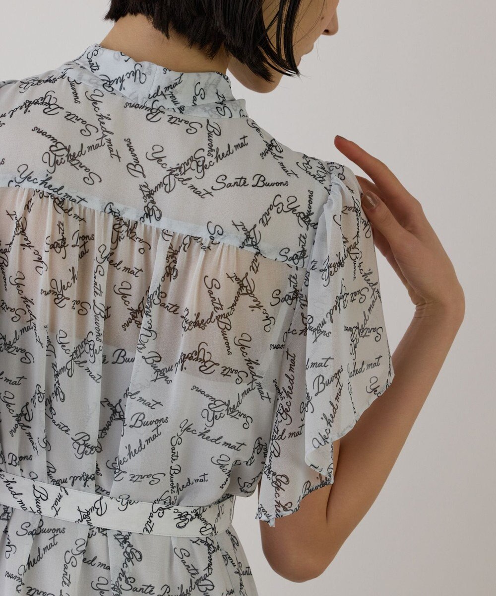 GRACE CONTINENTAL ボウタイプリーツプリントワンピース 