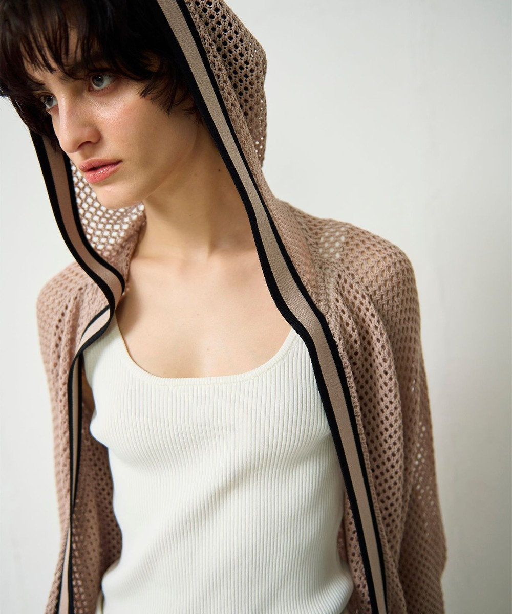 GRACE CONTINENTAL メッシュラインニットフーディ