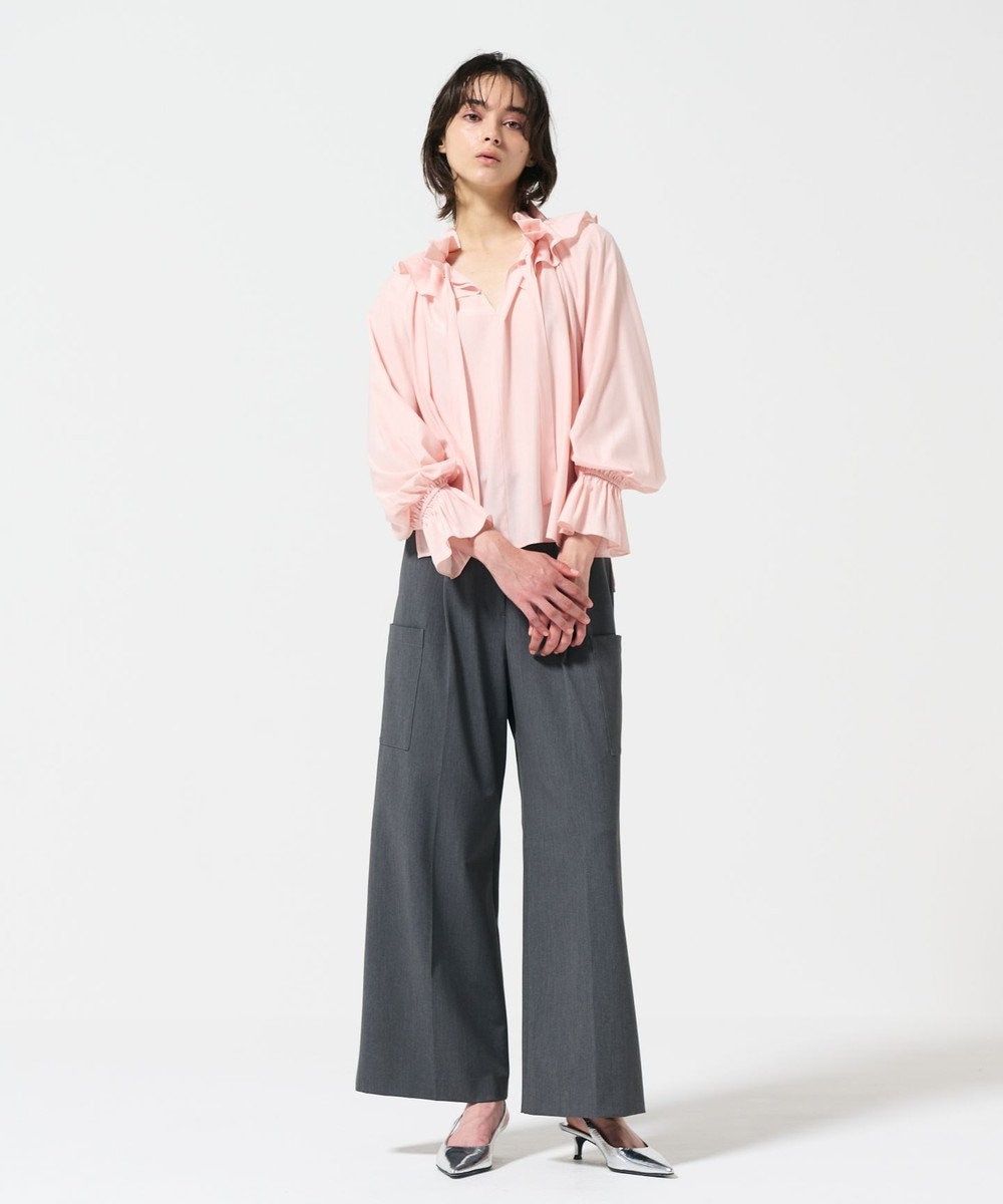 GRACE CONTINENTAL フリルカラーシアーカフタンブラウス