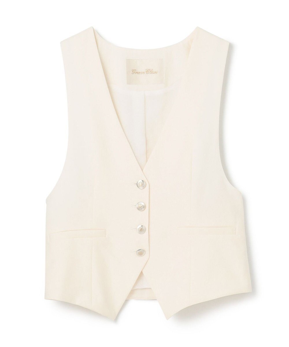 GRACE CONTINENTAL リネン混ツイルジレ 