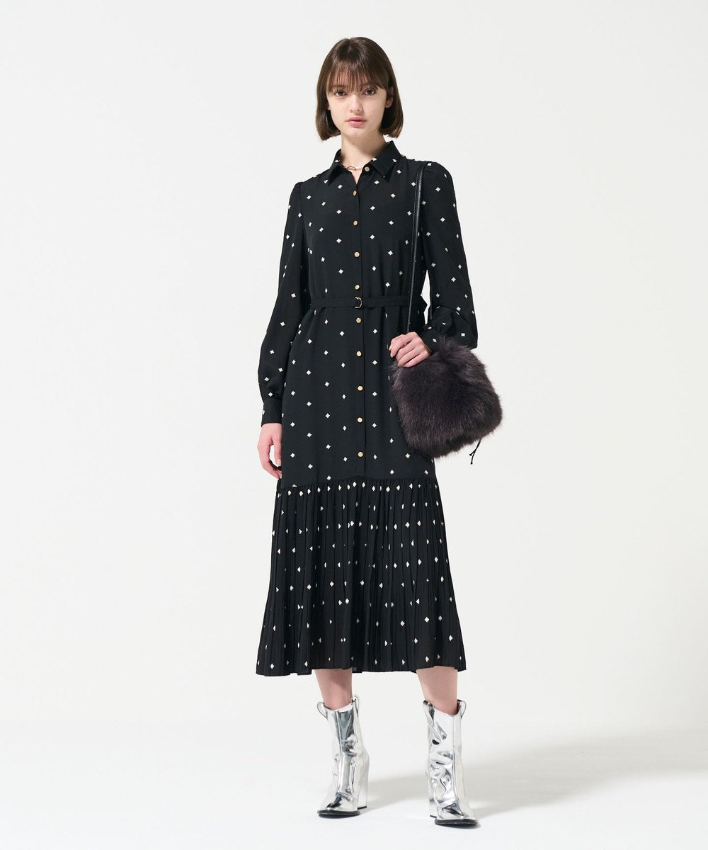 GRACE CONTINENTAL ベルト付刺繍ロングワンピース