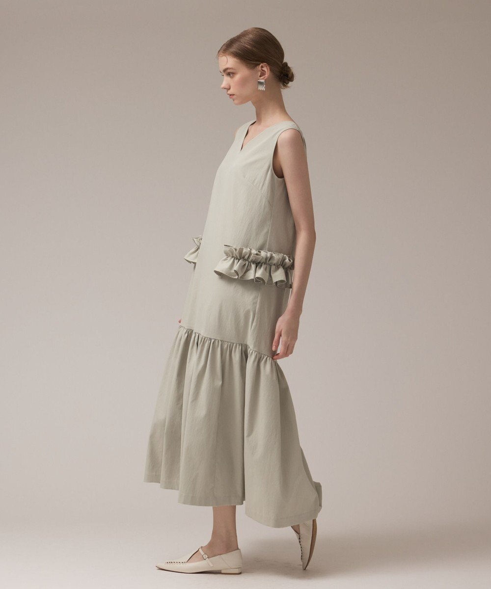 GRACE CONTINENTAL サイドフリルタフタワンピース