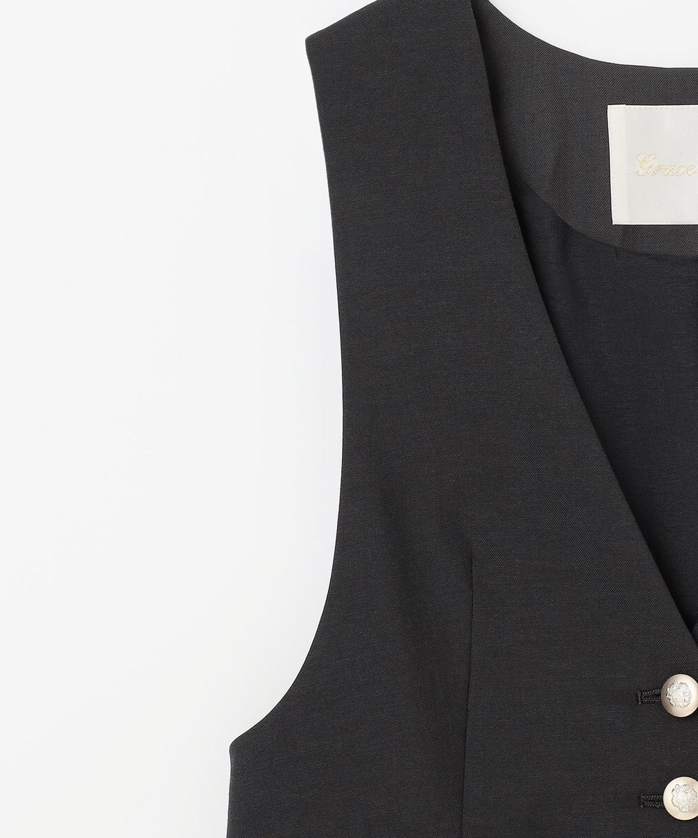 GRACE CONTINENTAL リネン混ツイルジレ 