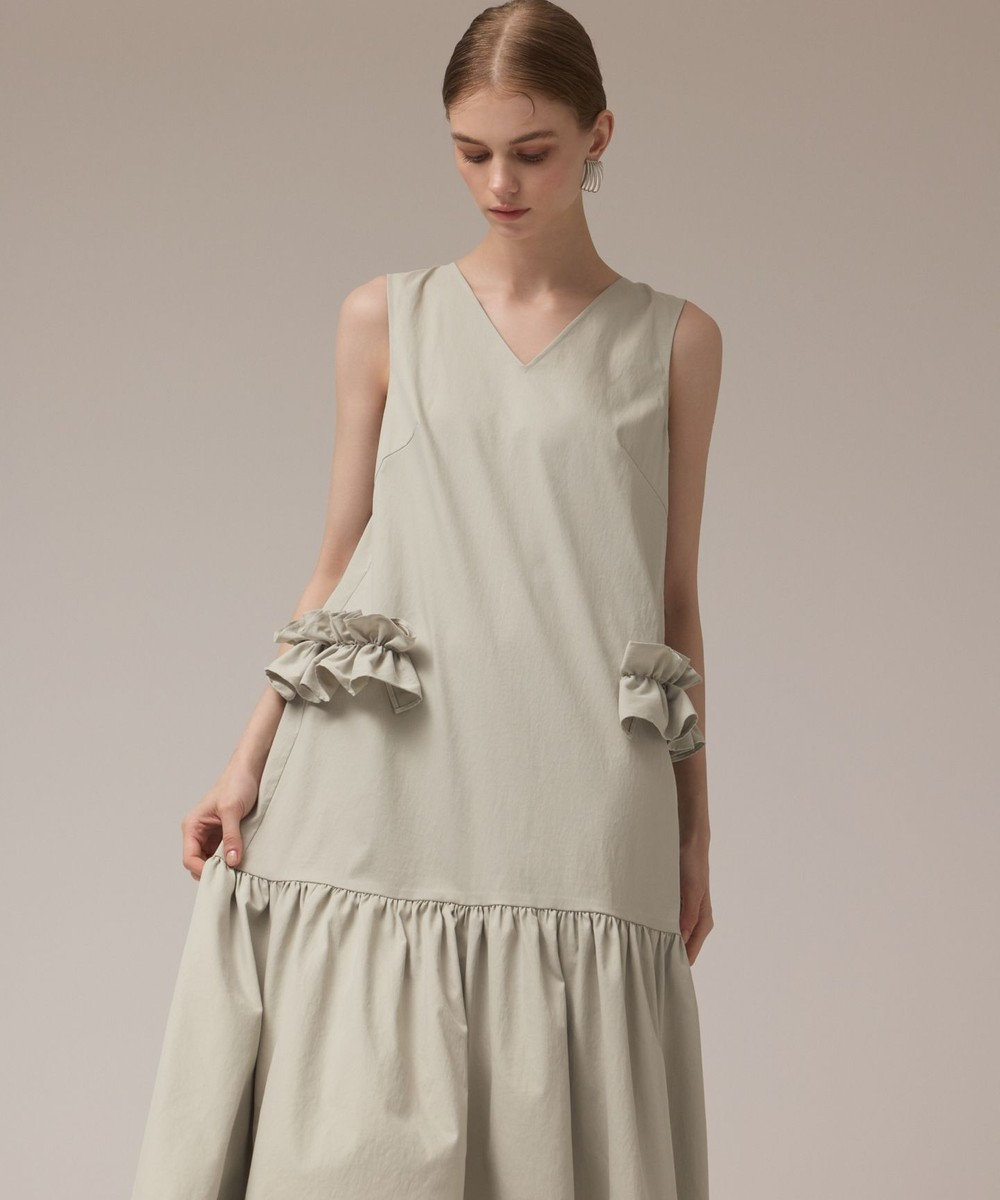 GRACE CONTINENTAL サイドフリルタフタワンピース 