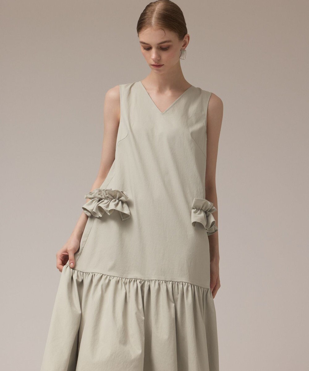 GRACE CONTINENTAL サイドフリルタフタワンピース