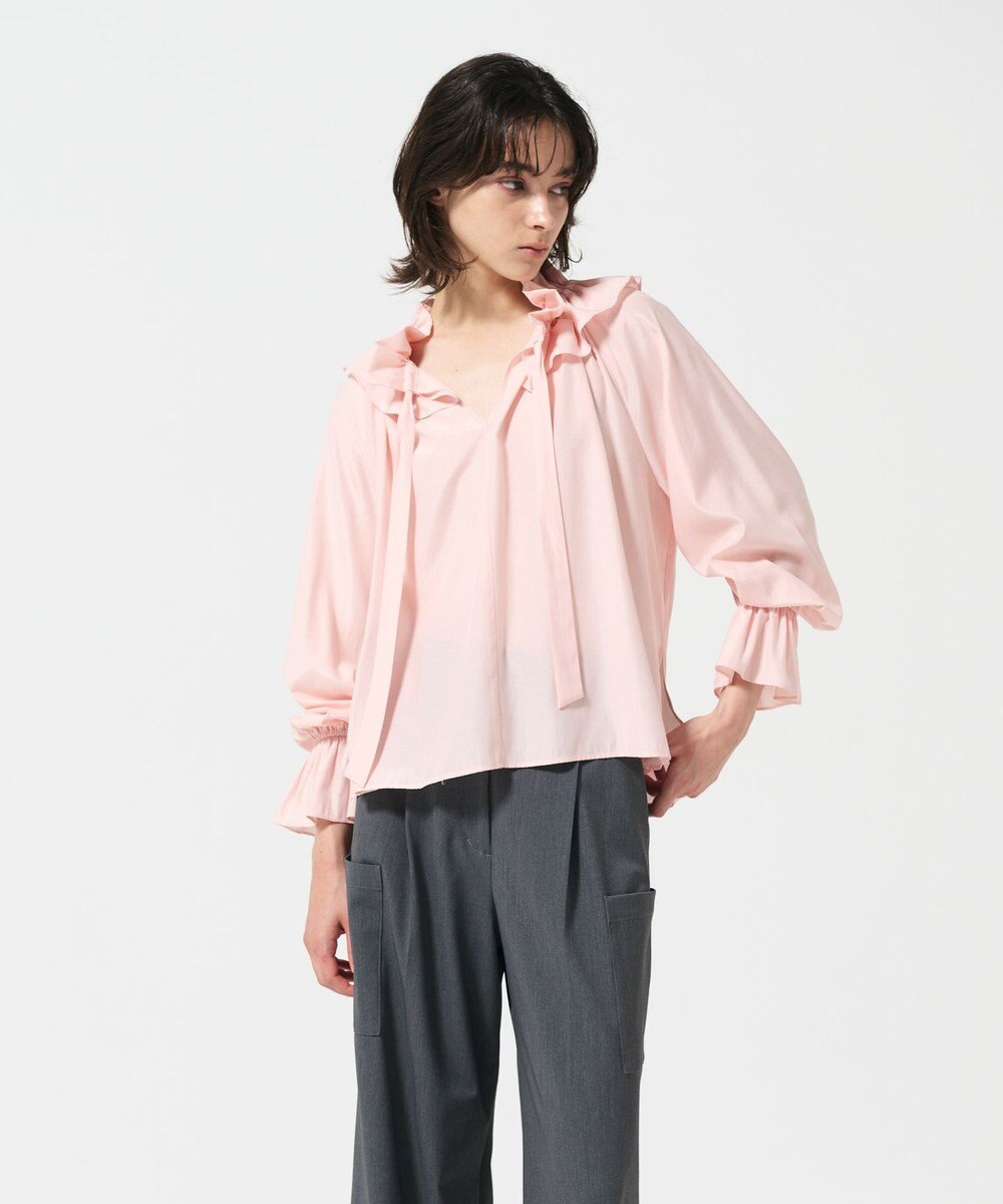 GRACE CONTINENTAL フリルカラーシアーカフタンブラウス