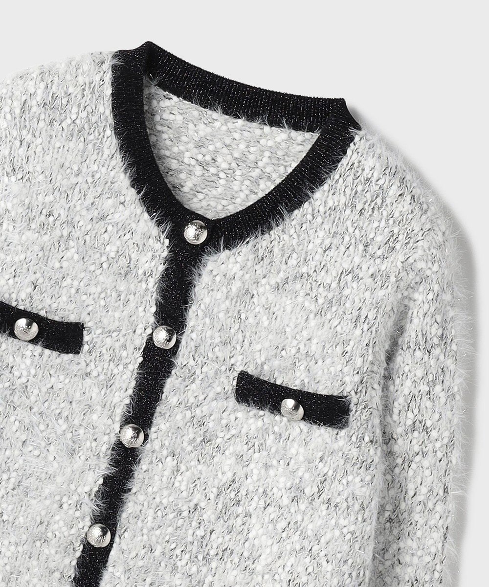 GRACE CONTINENTAL ノーカラーフェザーニットカーディガン 