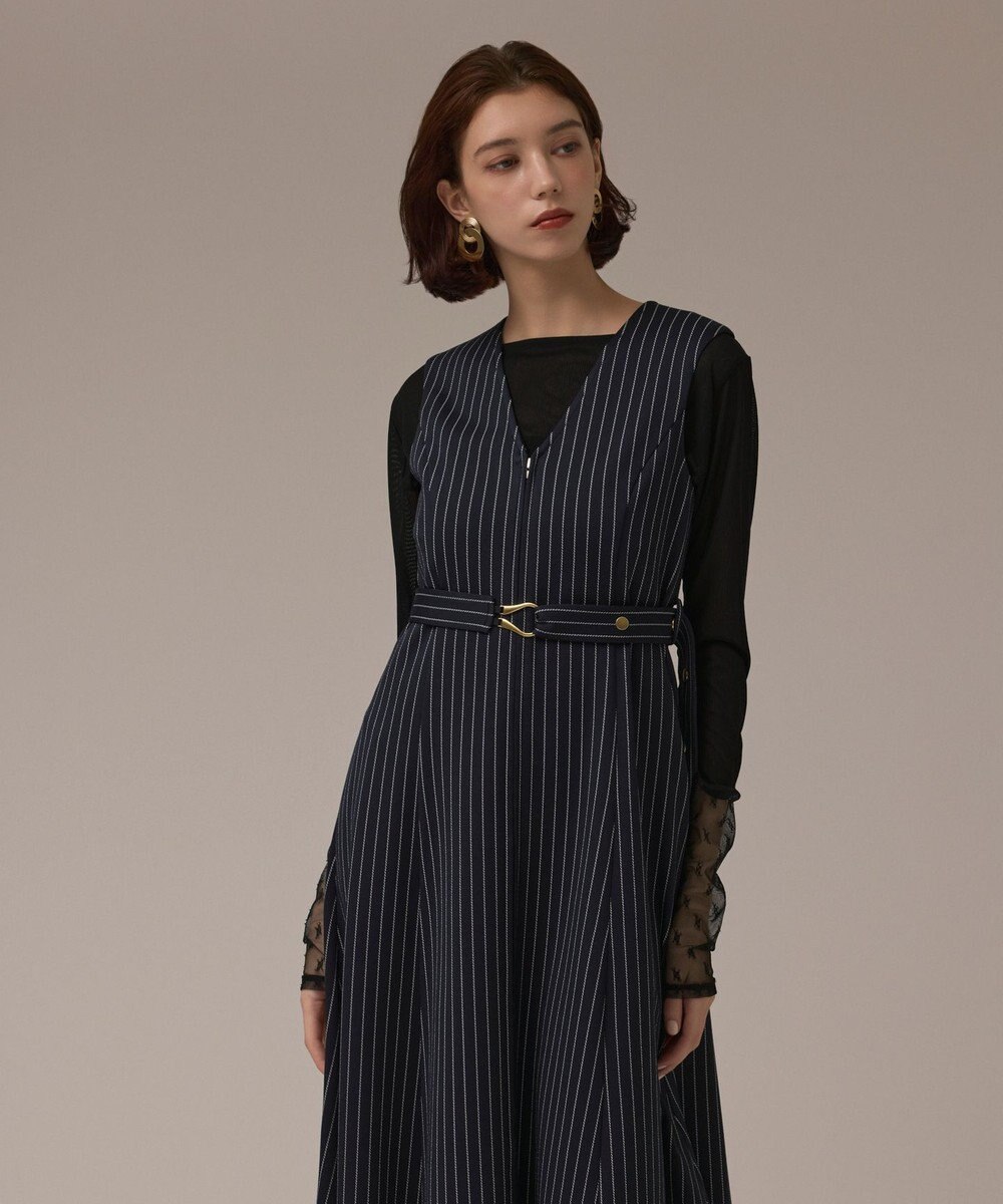 GRACE CONTINENTAL ストライプジャージワンピース 
