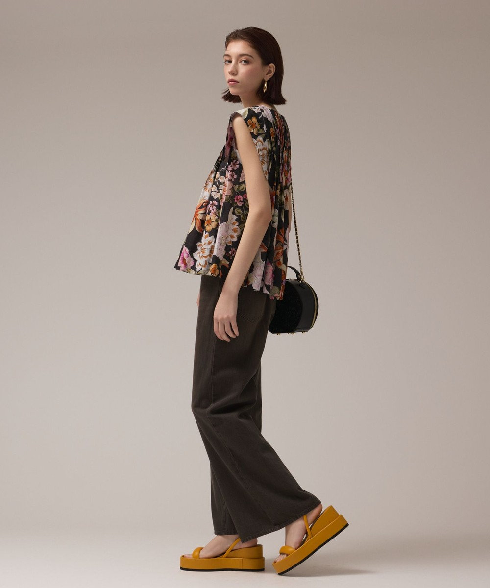 GRACE CONTINENTAL フラワープリントタックブラウス 