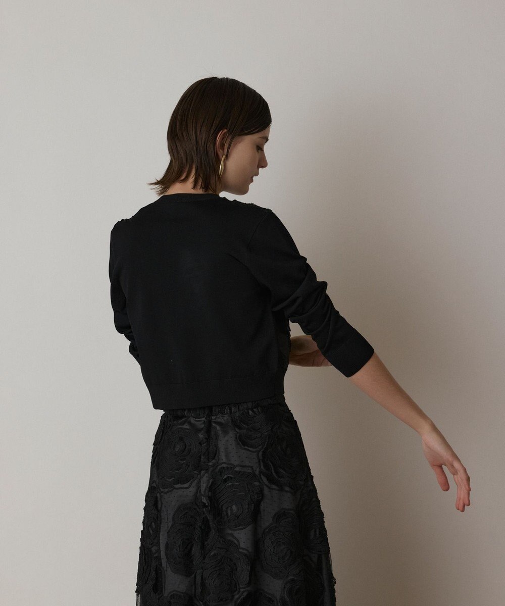 GRACE CONTINENTAL ローズ刺繍ニットカーディガン 