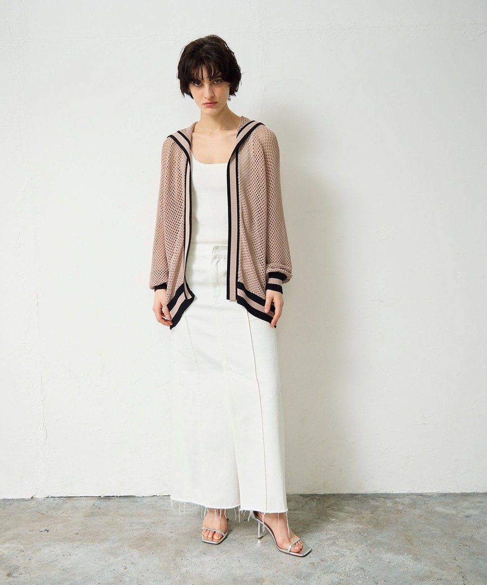 GRACE CONTINENTAL メッシュラインニットフーディ