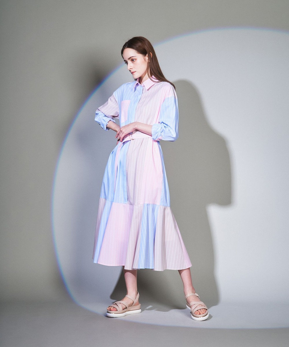 パッチワークシャツワンピース Grace Continental Grace Continental グレースコンチネンタル 通販 パッチワークシャツワンピース Grace Continental Grace Continental グレースコンチネンタル 通販