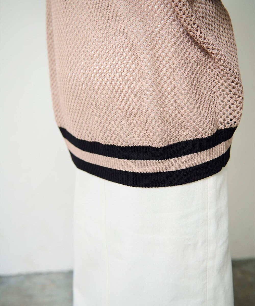 GRACE CONTINENTAL メッシュラインニットフーディ