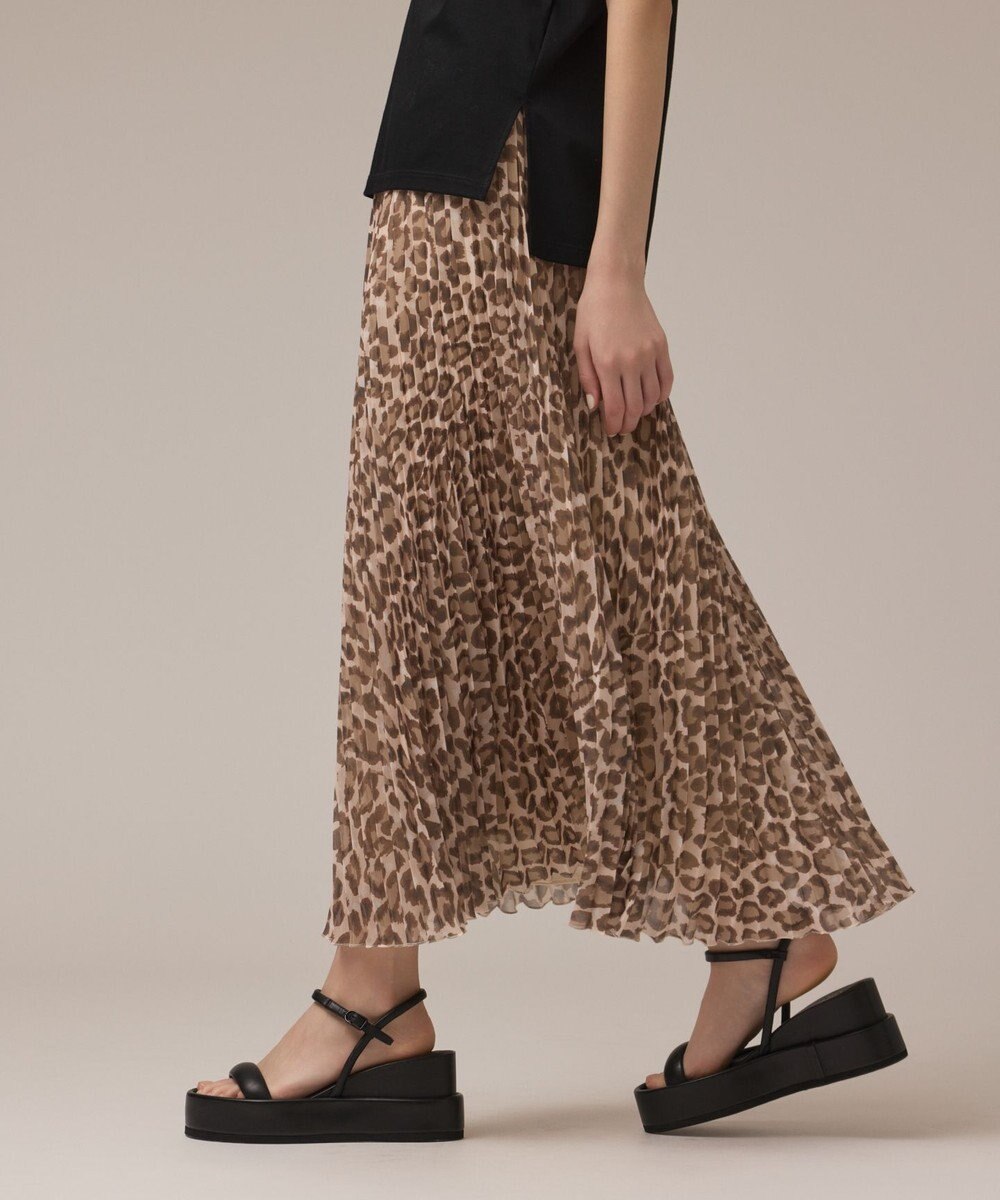 GRACE CONTINENTAL ヒョウ柄ロングプリーツスカート