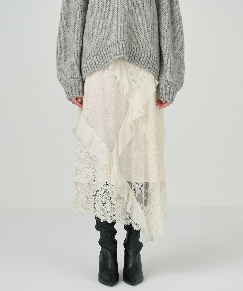 GRACE CONTINENTAL シフォントリミングレーススカート 