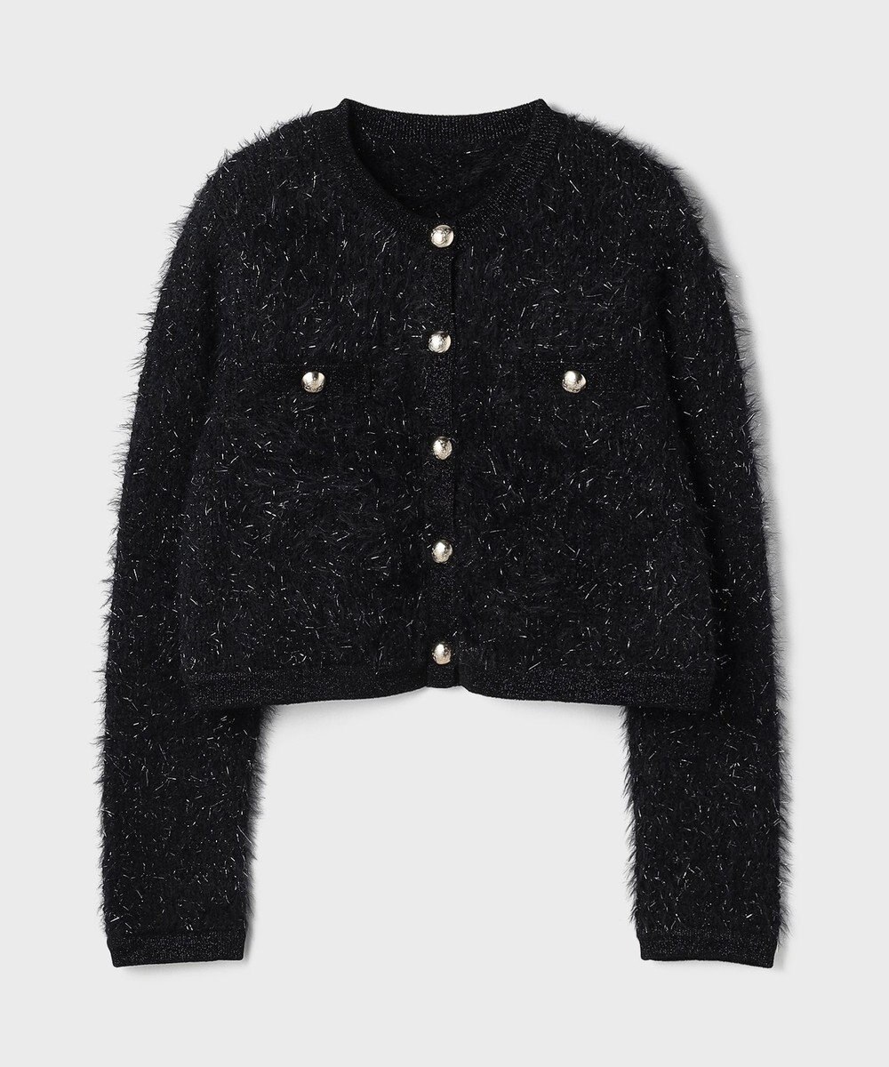 GRACE CONTINENTAL ノーカラーフェザーニットカーディガン 