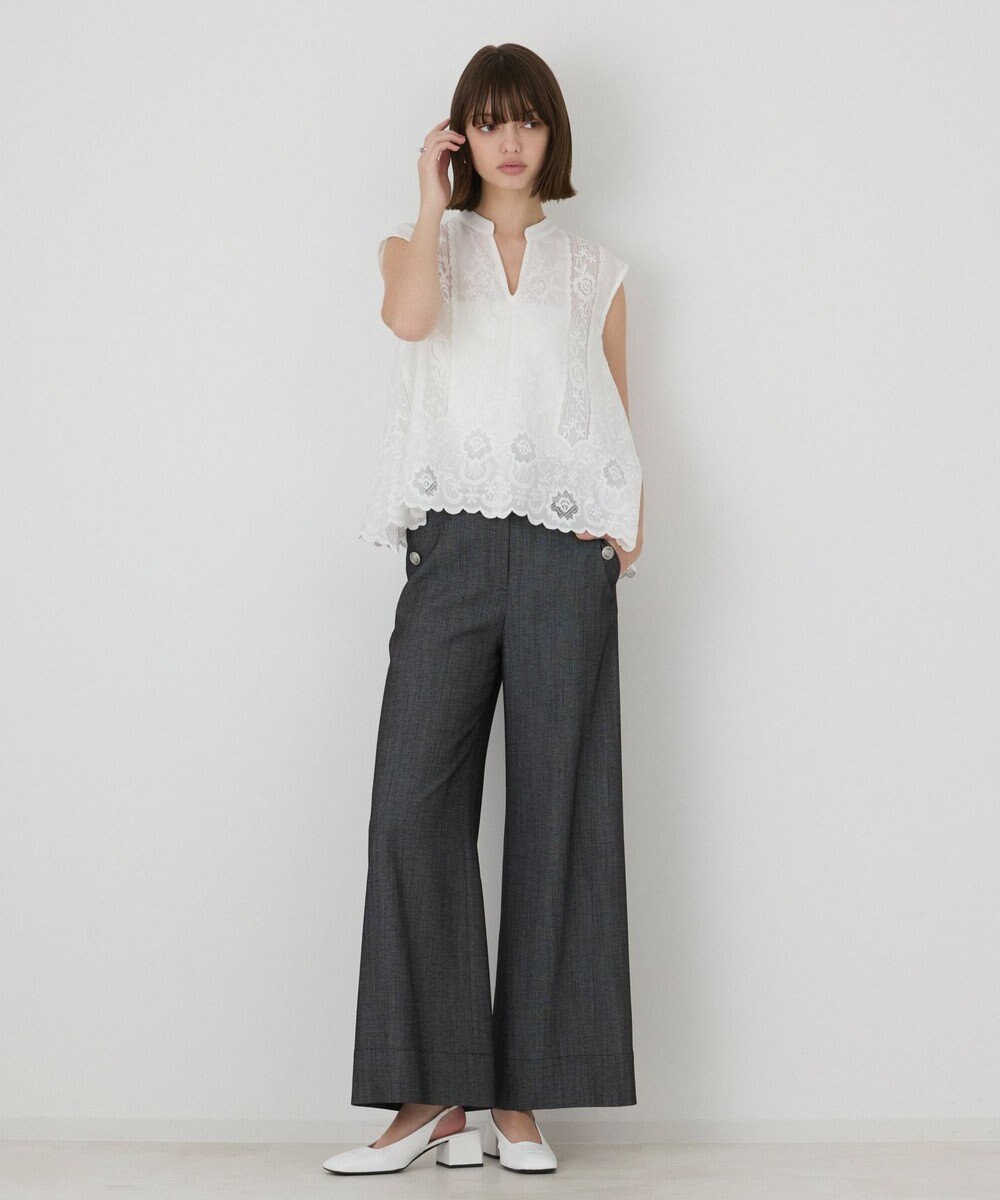 GRACE CONTINENTAL 刺繍スキッパートップ 