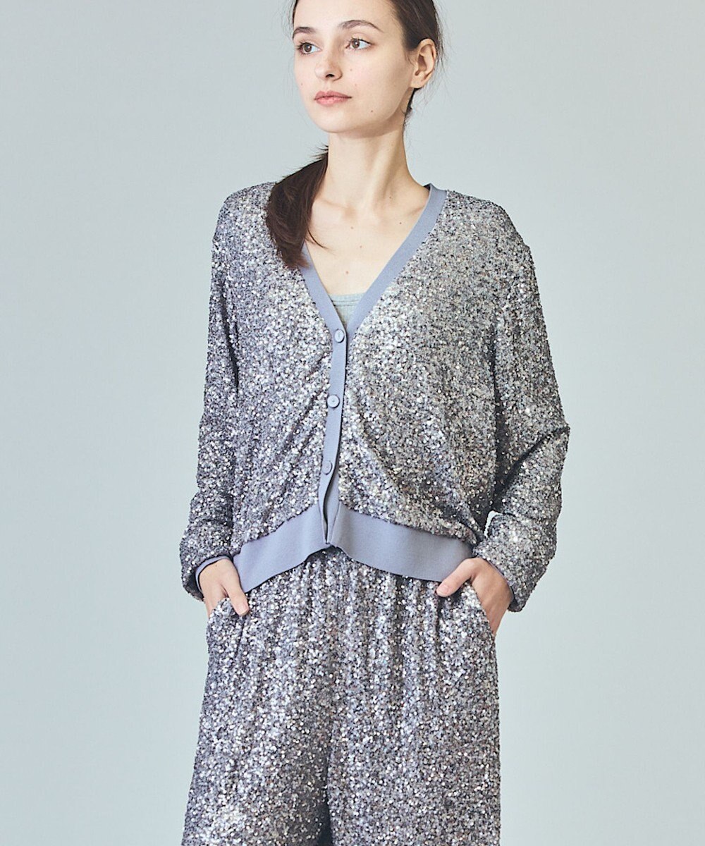 GRACE CONTINENTAL スパンコールニットカーディガン