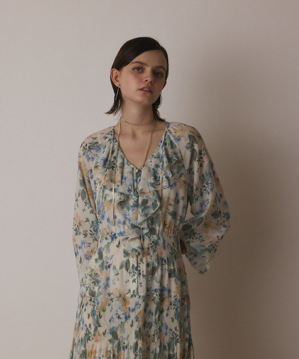 GRACE CONTINENTAL フラワープリントカフタンドレス