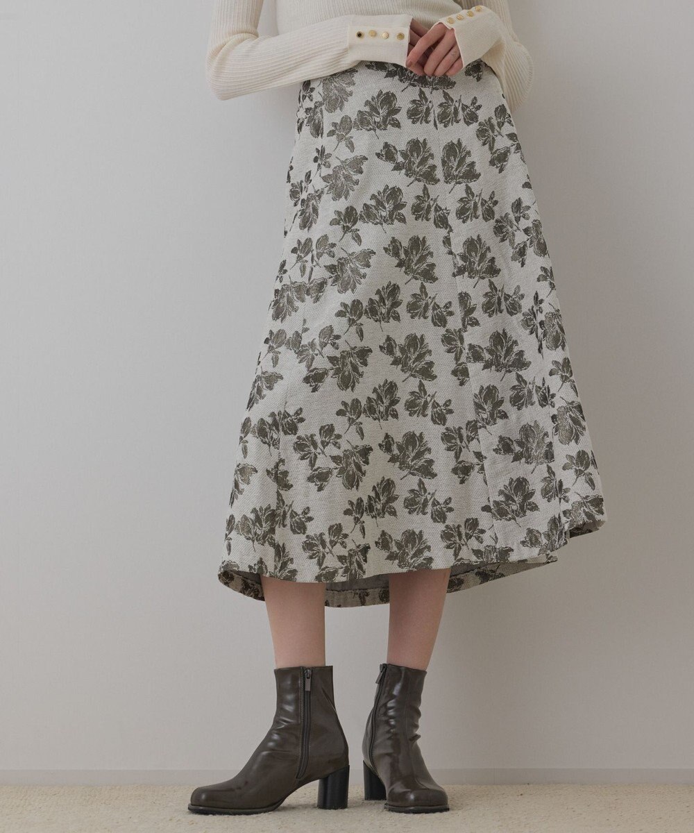 GRACE CONTINENTAL ラメフラワージャガードフレアスカート 