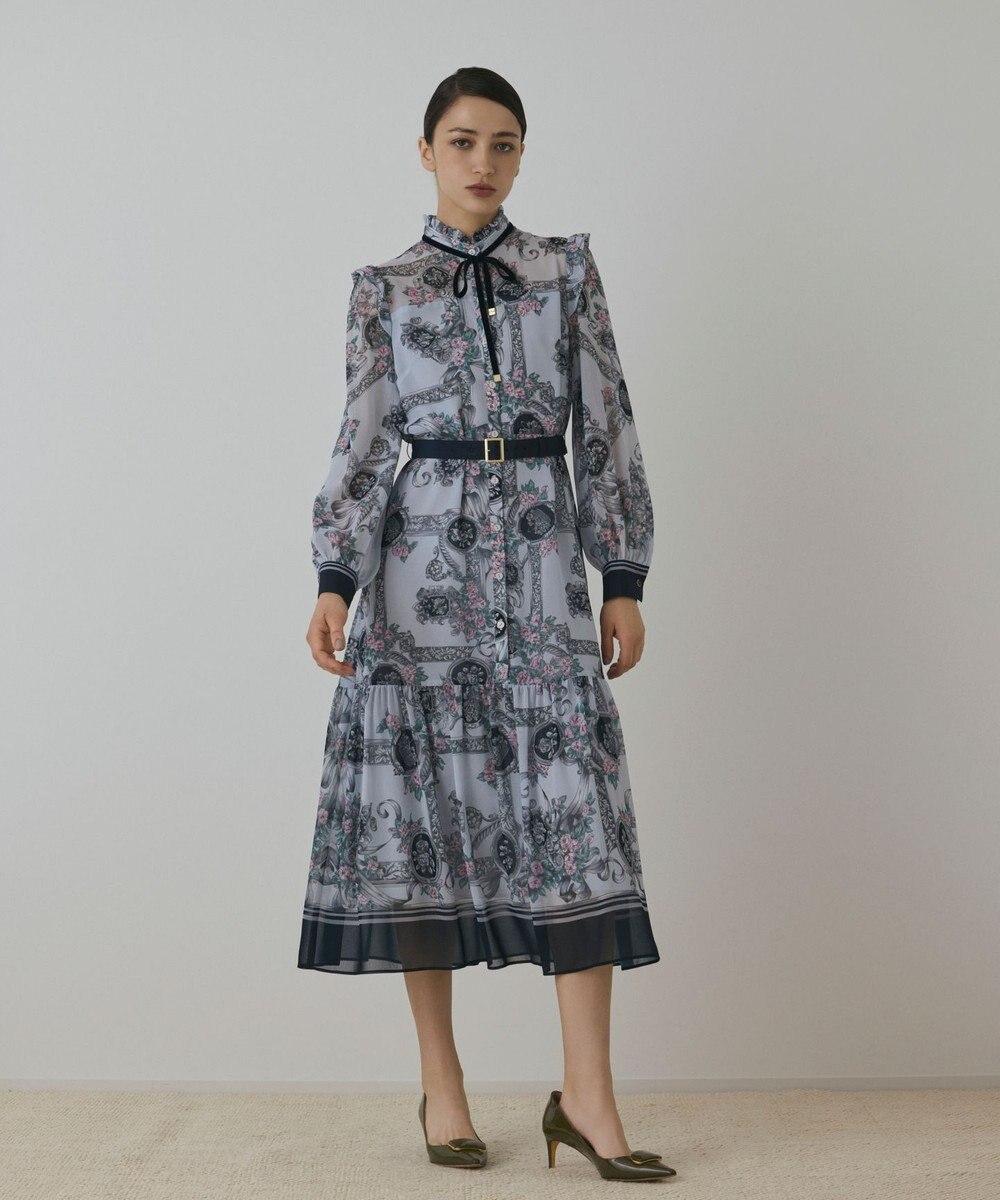 GRACE CONTINENTAL オーナメントフラワープリントワンピース 