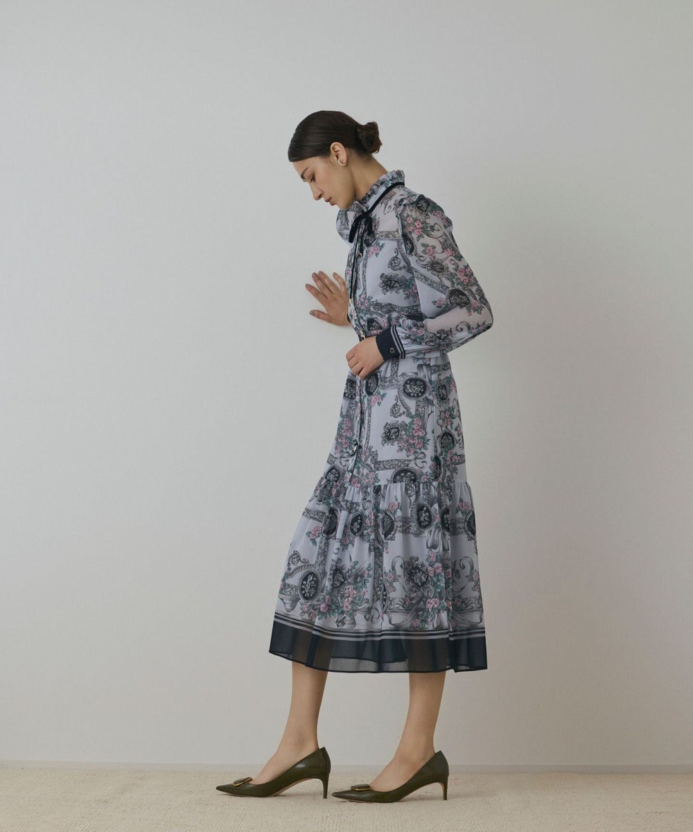GRACE CONTINENTAL オーナメントフラワープリントワンピース 