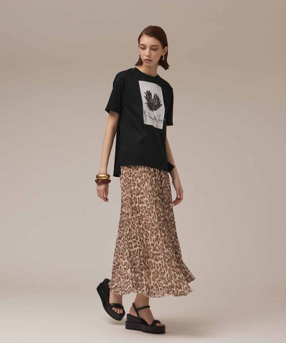 GRACE CONTINENTAL ヒョウ柄ロングプリーツスカート