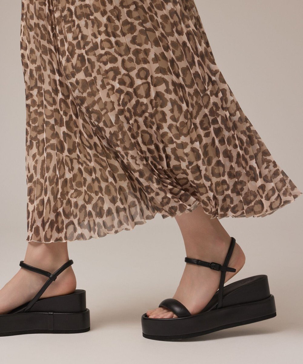 GRACE CONTINENTAL ヒョウ柄ロングプリーツスカート 