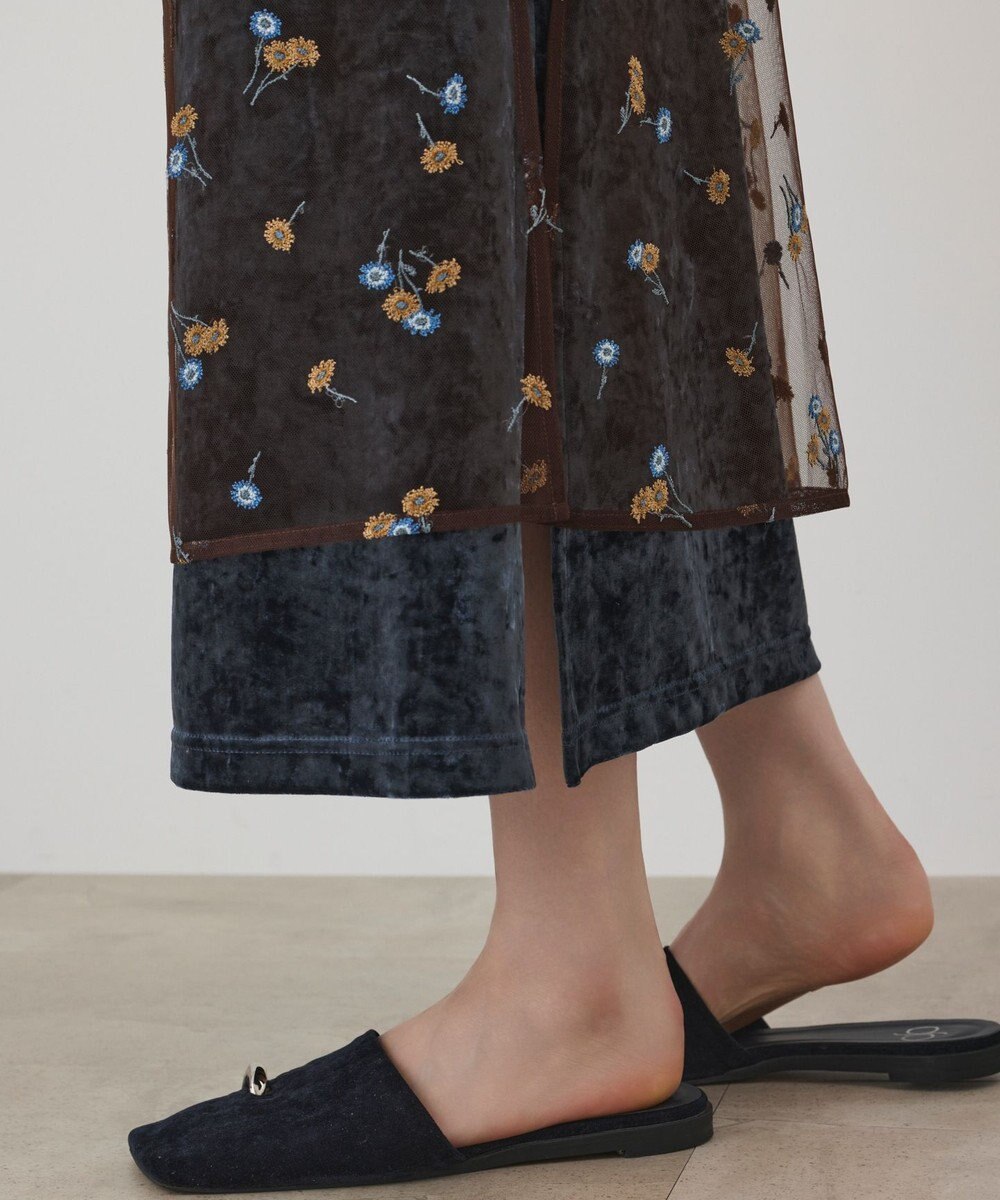 GRACE CONTINENTAL 刺繍レイヤードベロアスカート 