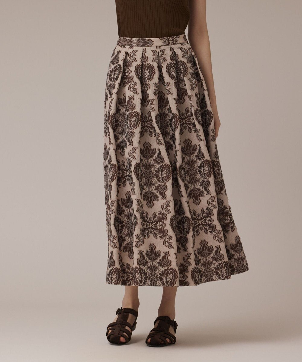 GRACE CONTINENTAL ダマスクジャガードタックスカート 