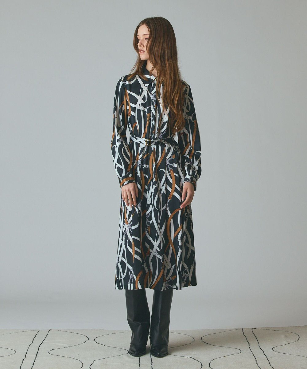 GRACE CONTINENTAL ベルトプリントシャツドレス 