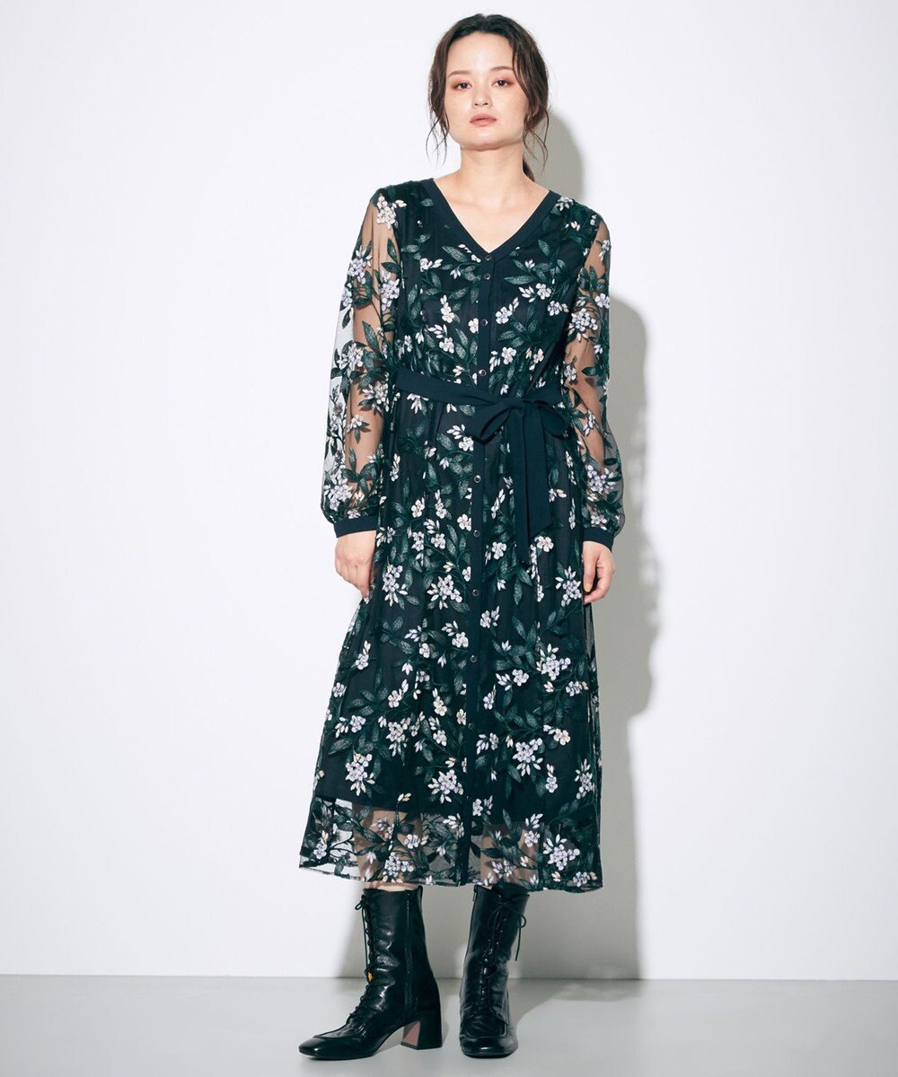 フラワー刺繍フレアワンピース Grace Continental Grace Continental グレースコンチネンタル 通販