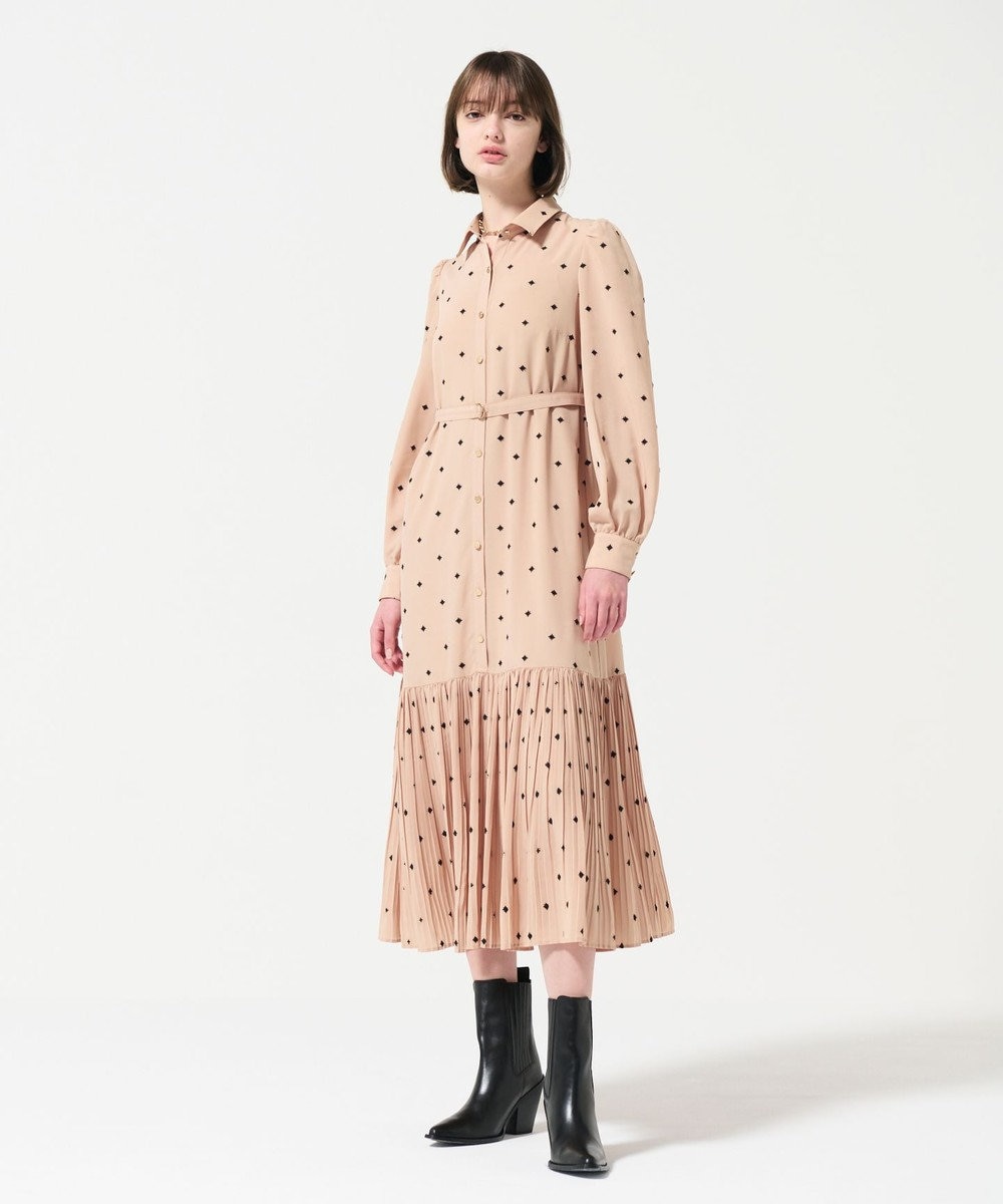 GRACE CONTINENTAL ベルト付刺繍ロングワンピース