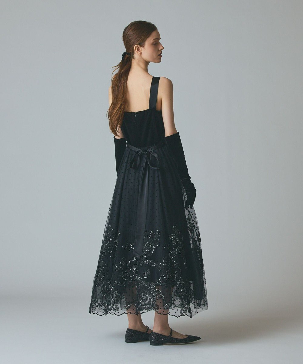 GRACE CONTINENTAL ドットフラワーembドレス 