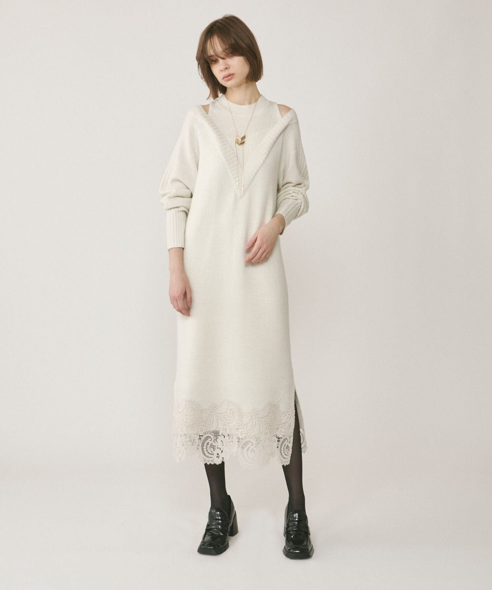 GRACE CONTINENTAL レイヤードレースニットワンピース