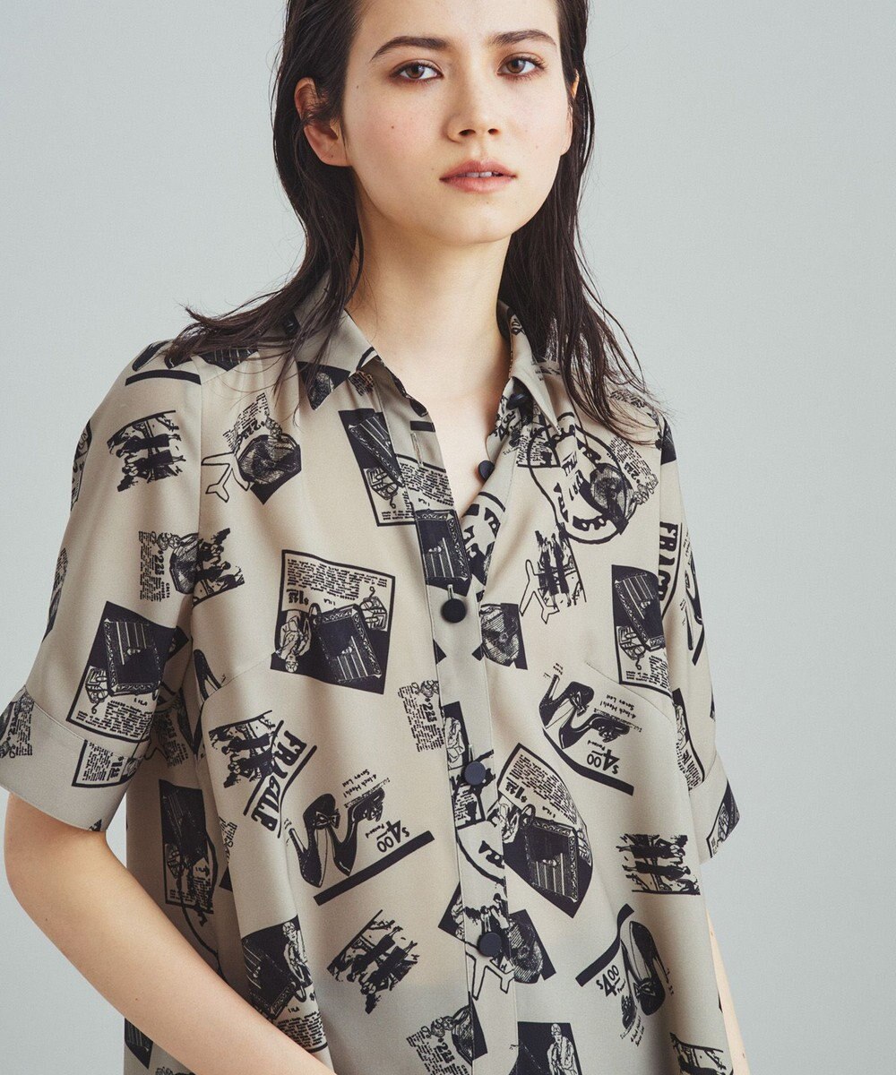 GRACE CONTINENTAL フォトプリントシャツドレス ベージュ