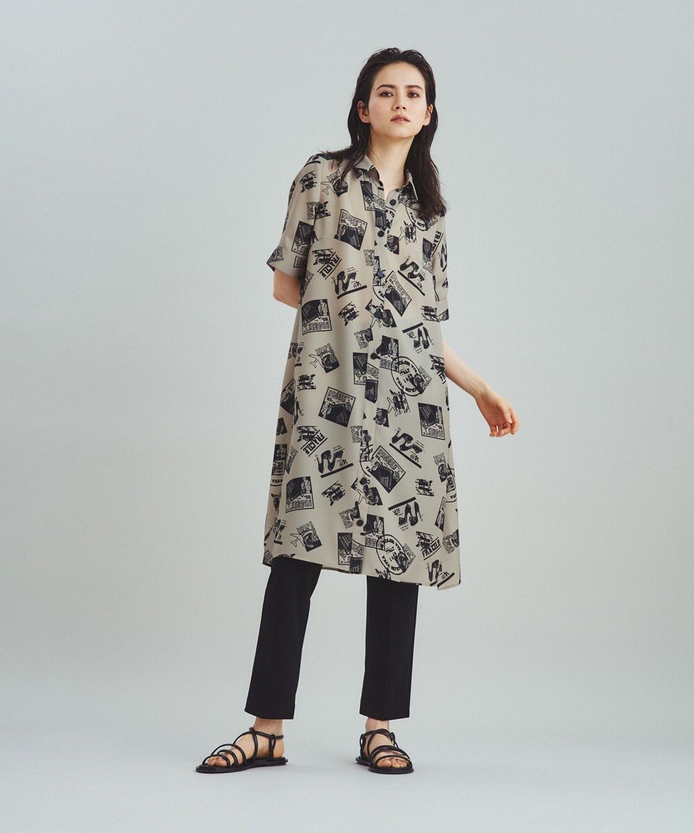 GRACE CONTINENTAL フォトプリントシャツドレス ベージュ