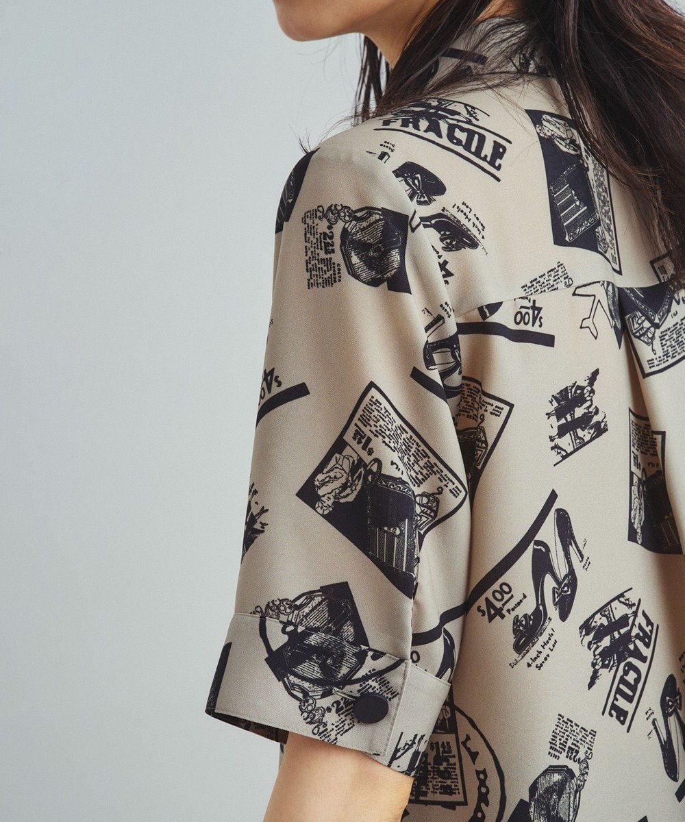 GRACE CONTINENTAL フォトプリントシャツドレス ベージュ