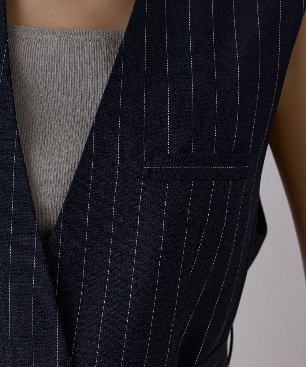 GRACE CONTINENTAL ストライプノーカラージレ 