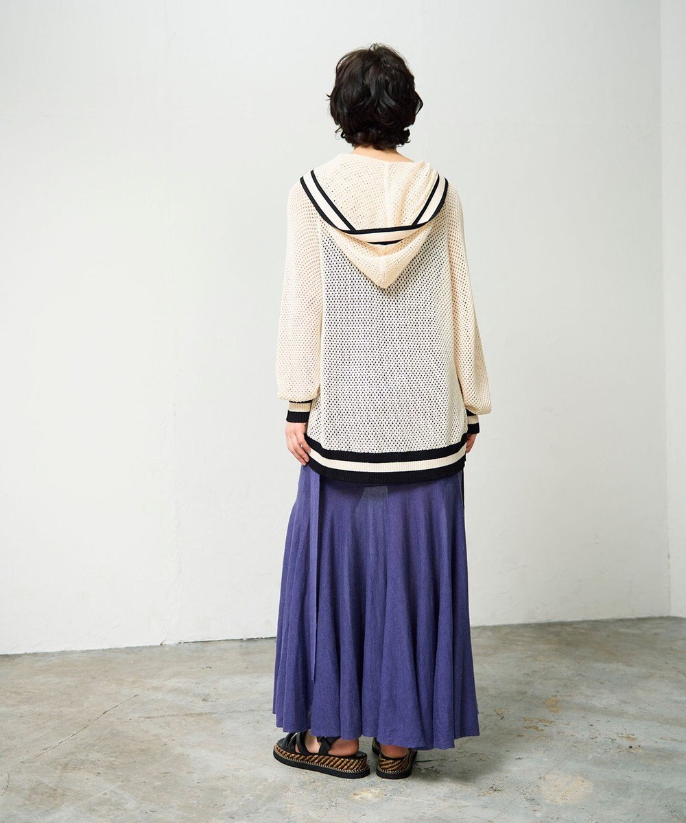 GRACE CONTINENTAL メッシュラインニットフーディ