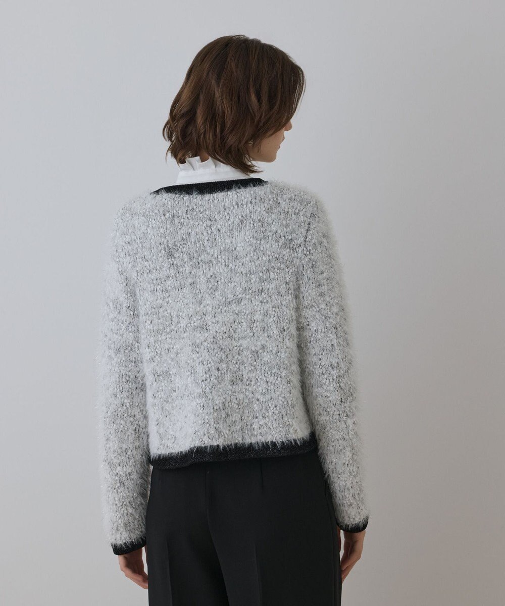 GRACE CONTINENTAL ノーカラーフェザーニットカーディガン 