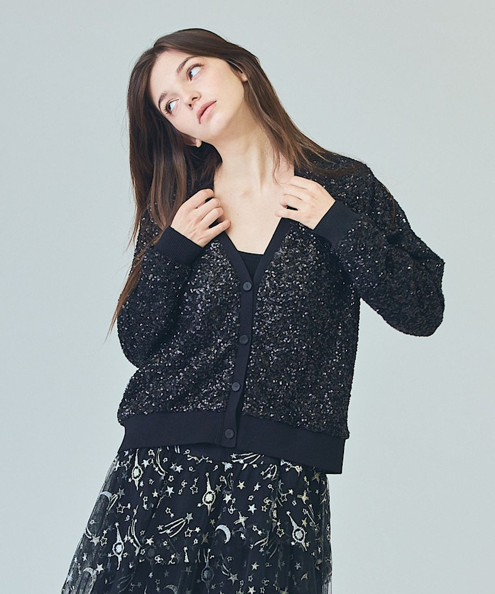 GRACE CONTINENTAL スパンコールニットカーディガン 