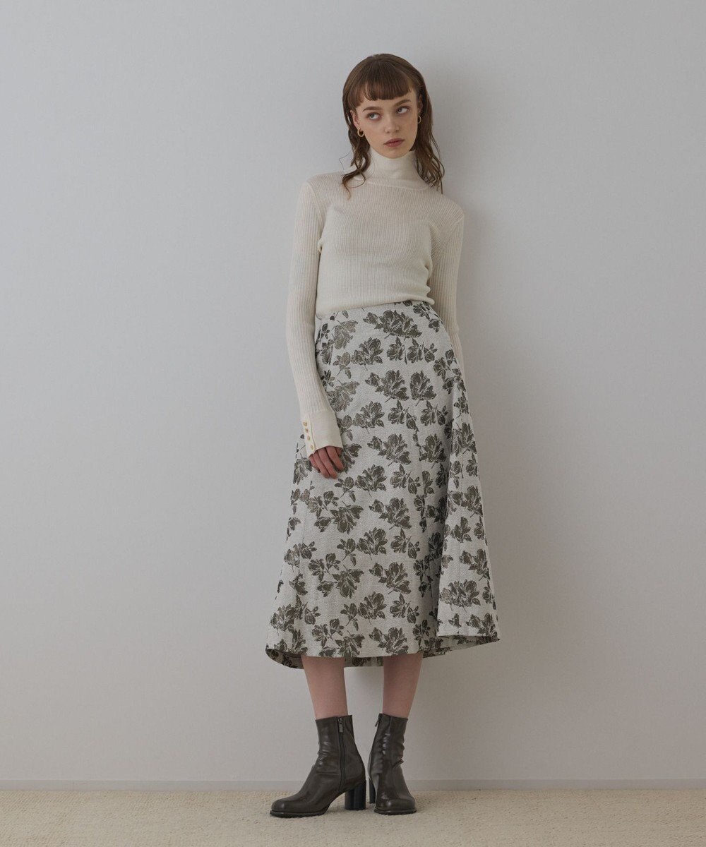 GRACE CONTINENTAL ラメフラワージャガードフレアスカート 
