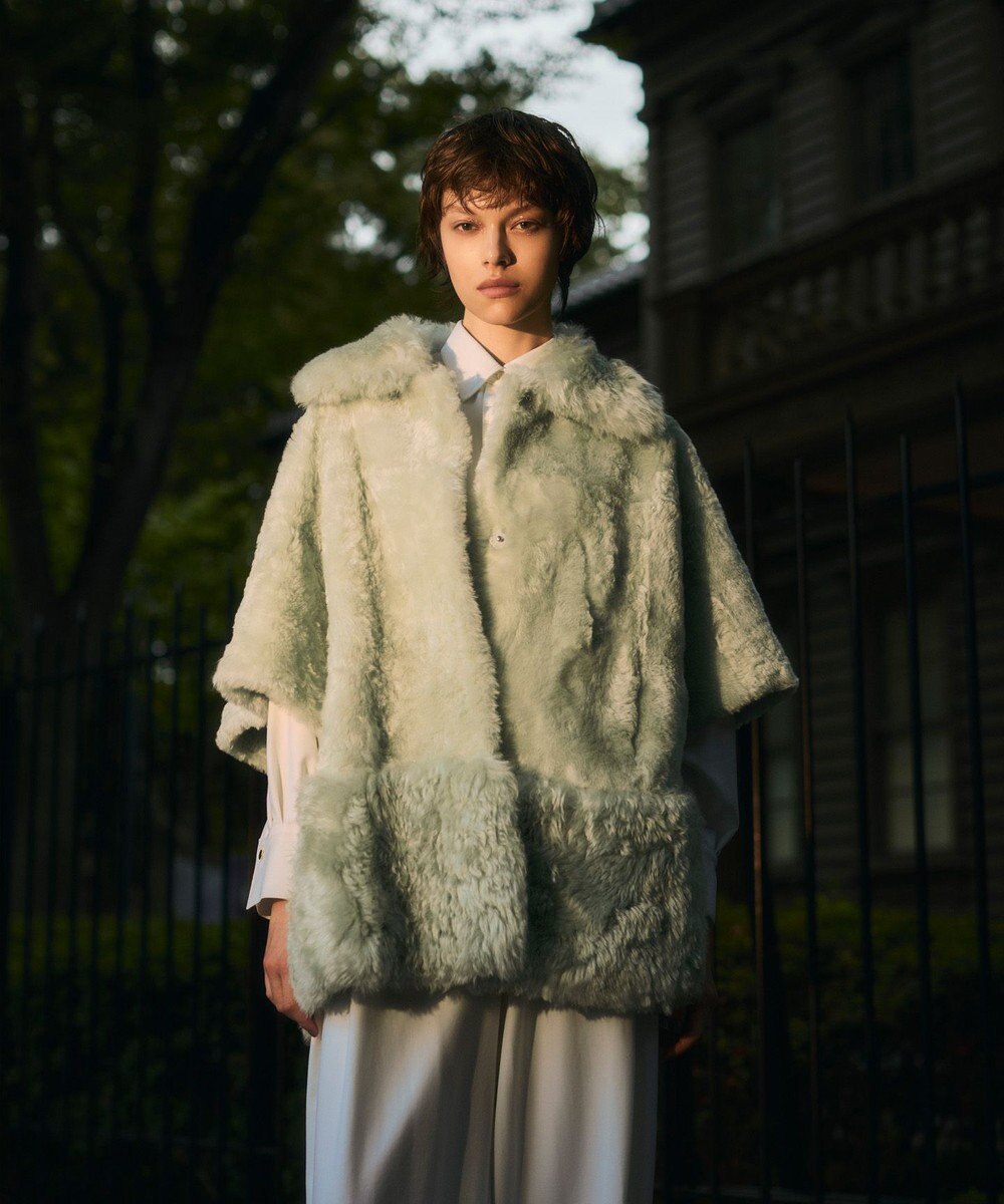 GRACE CONTINENTAL ムートンポンチョコート 