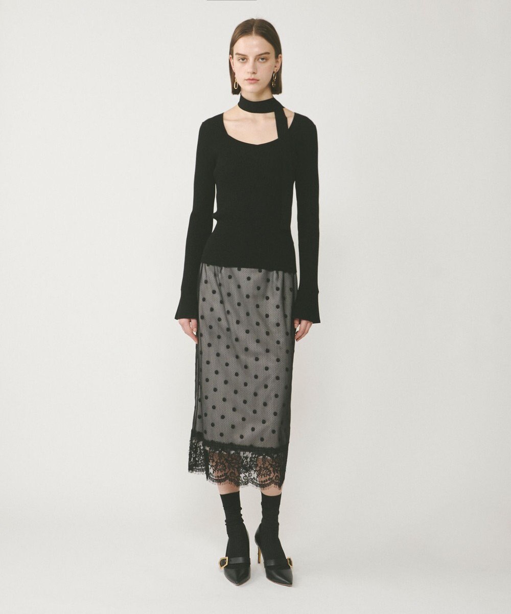 GRACE CONTINENTAL ドットチュールタイトスカート 
