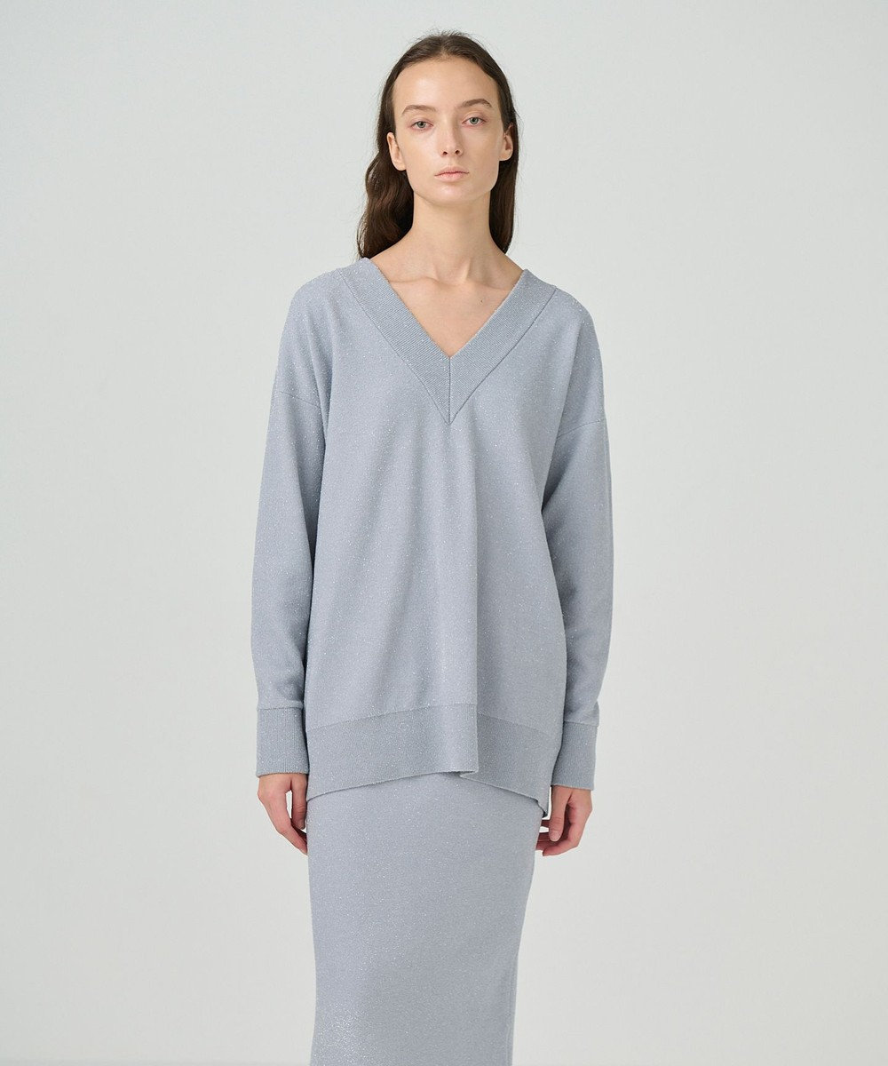 GRACE CONTINENTAL ラメVネックニットトップ