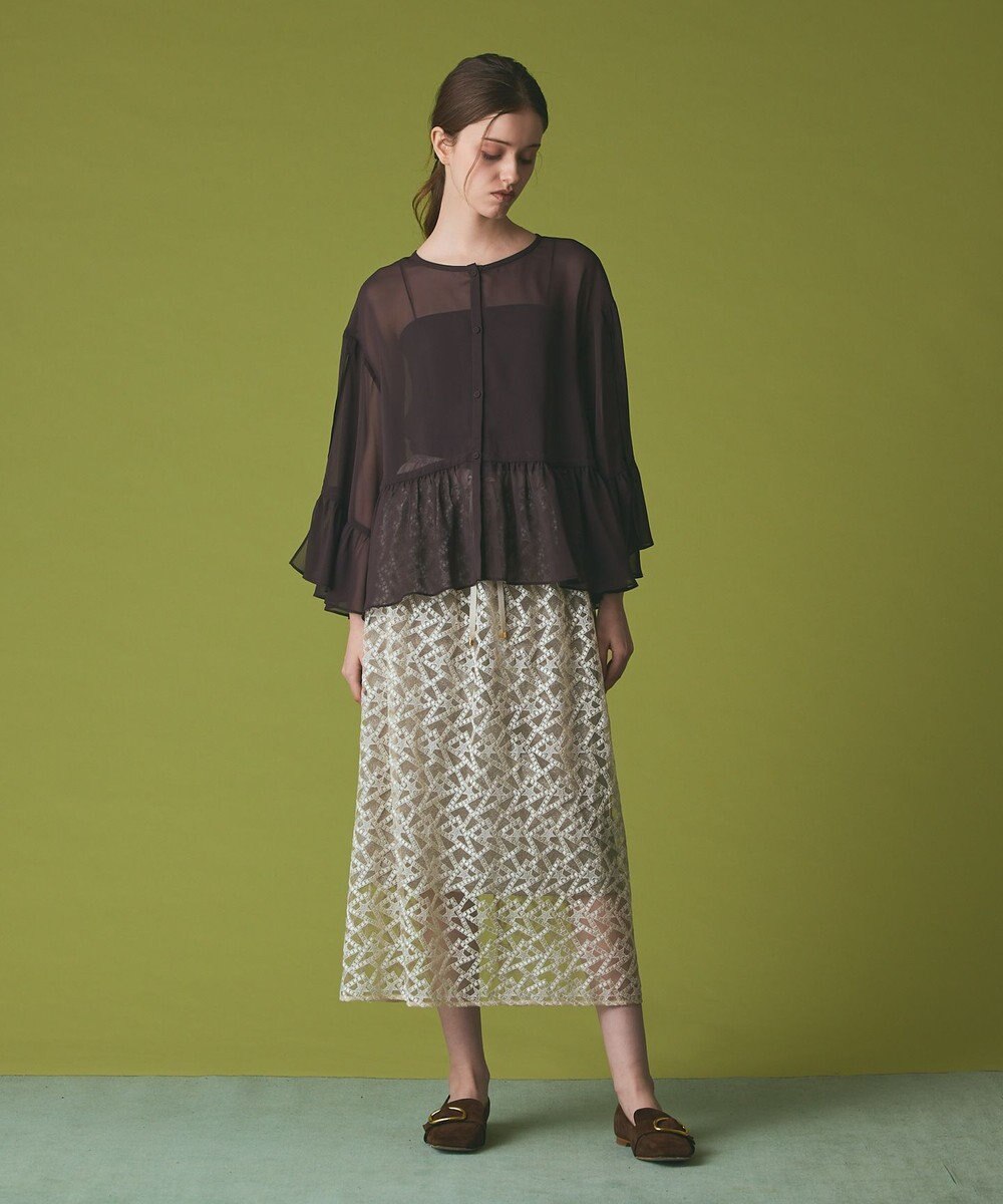 GRACE CONTINENTAL シフォンフリルポンチョ 