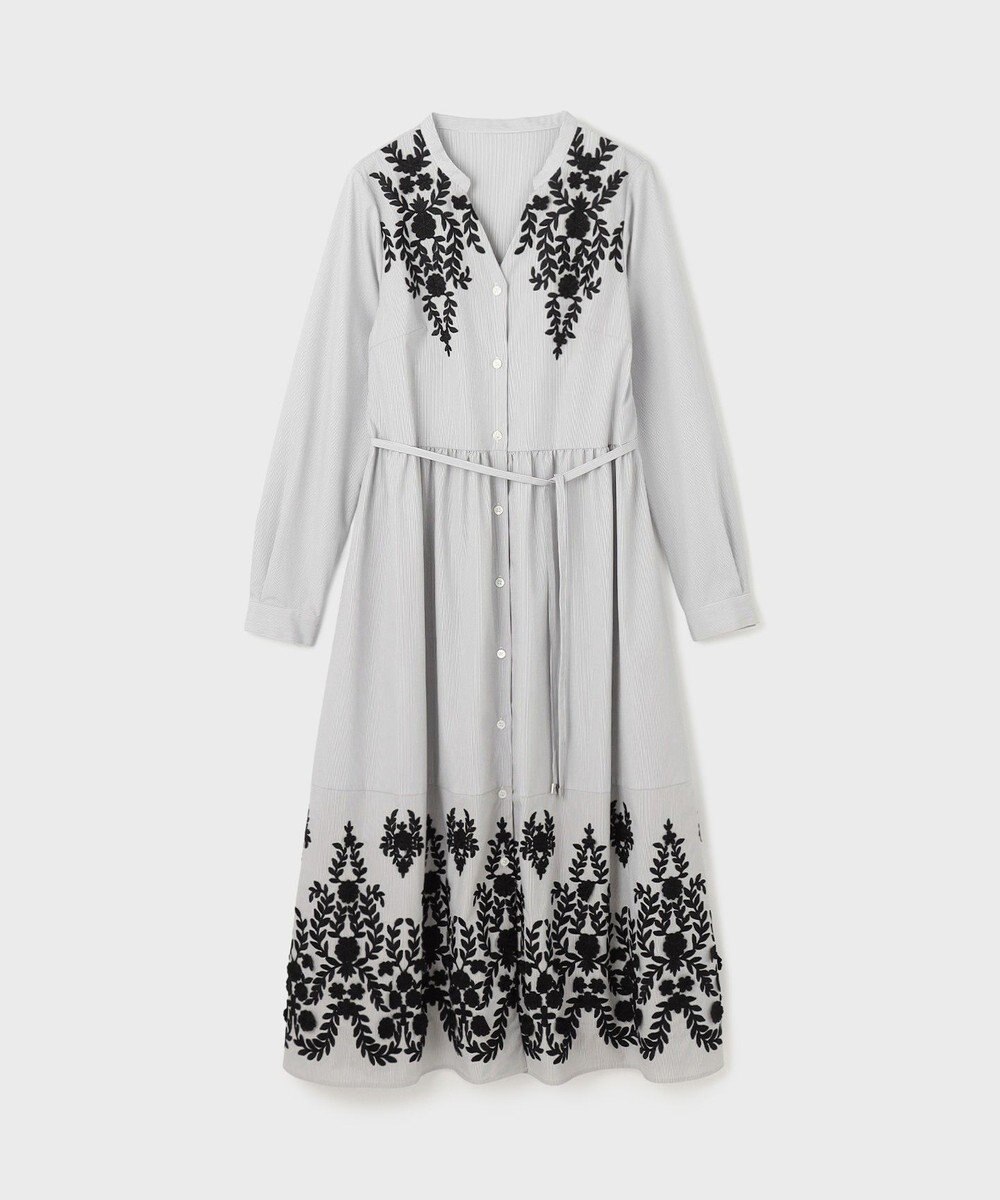 GRACE CONTINENTAL ストライプ刺繍ワンピース