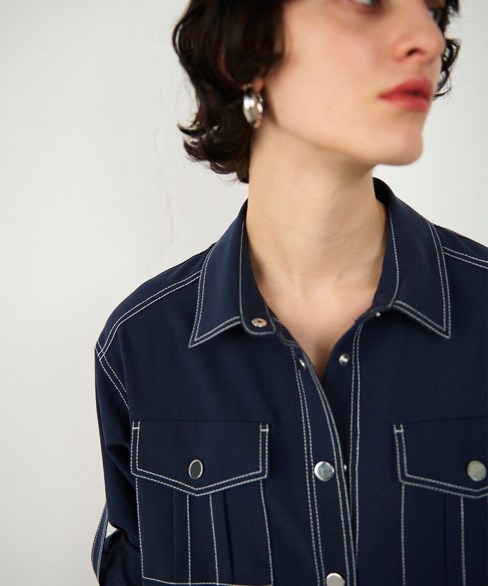 GRACE CONTINENTAL 配色ステッチワークシャツワンピース