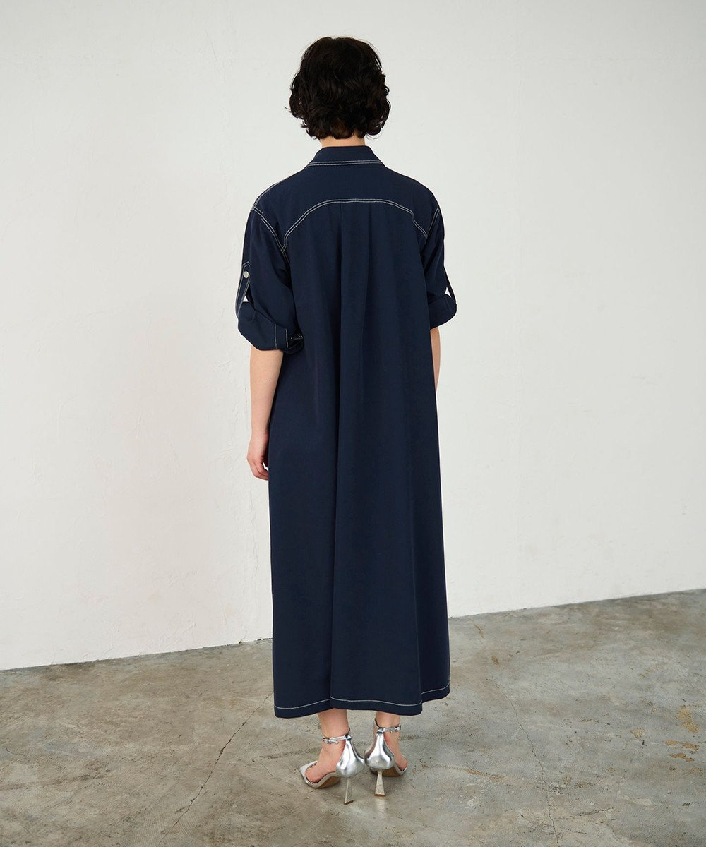 GRACE CONTINENTAL 配色ステッチワークシャツワンピース